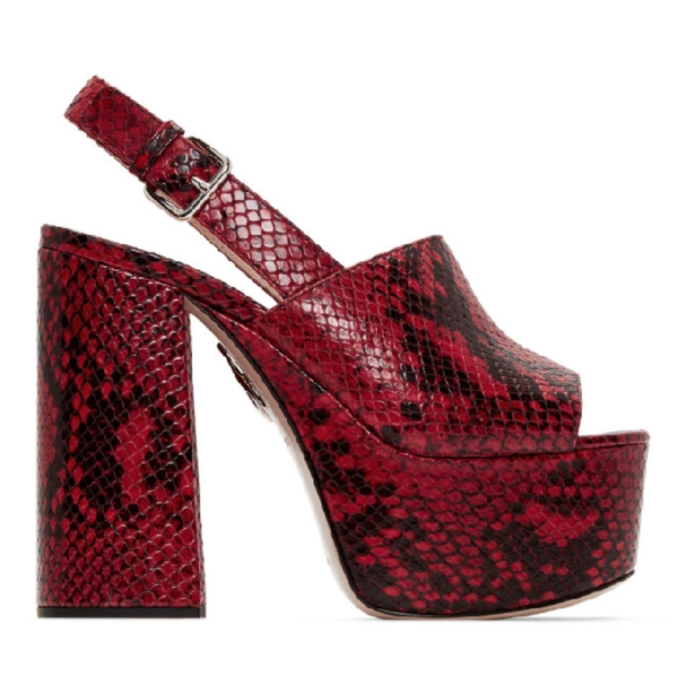 🆕Miu Miu Snake-Embossed Calfskin Platform Sandals